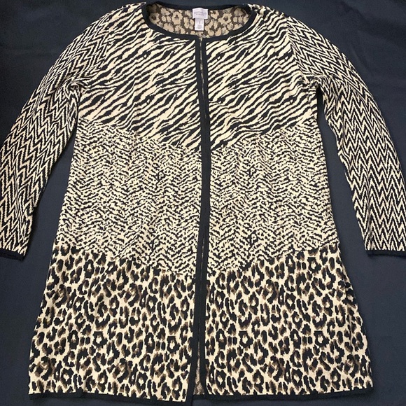 Chico's Sweaters - Chicks Mixed Animal Print Long Cardigan Sz 1